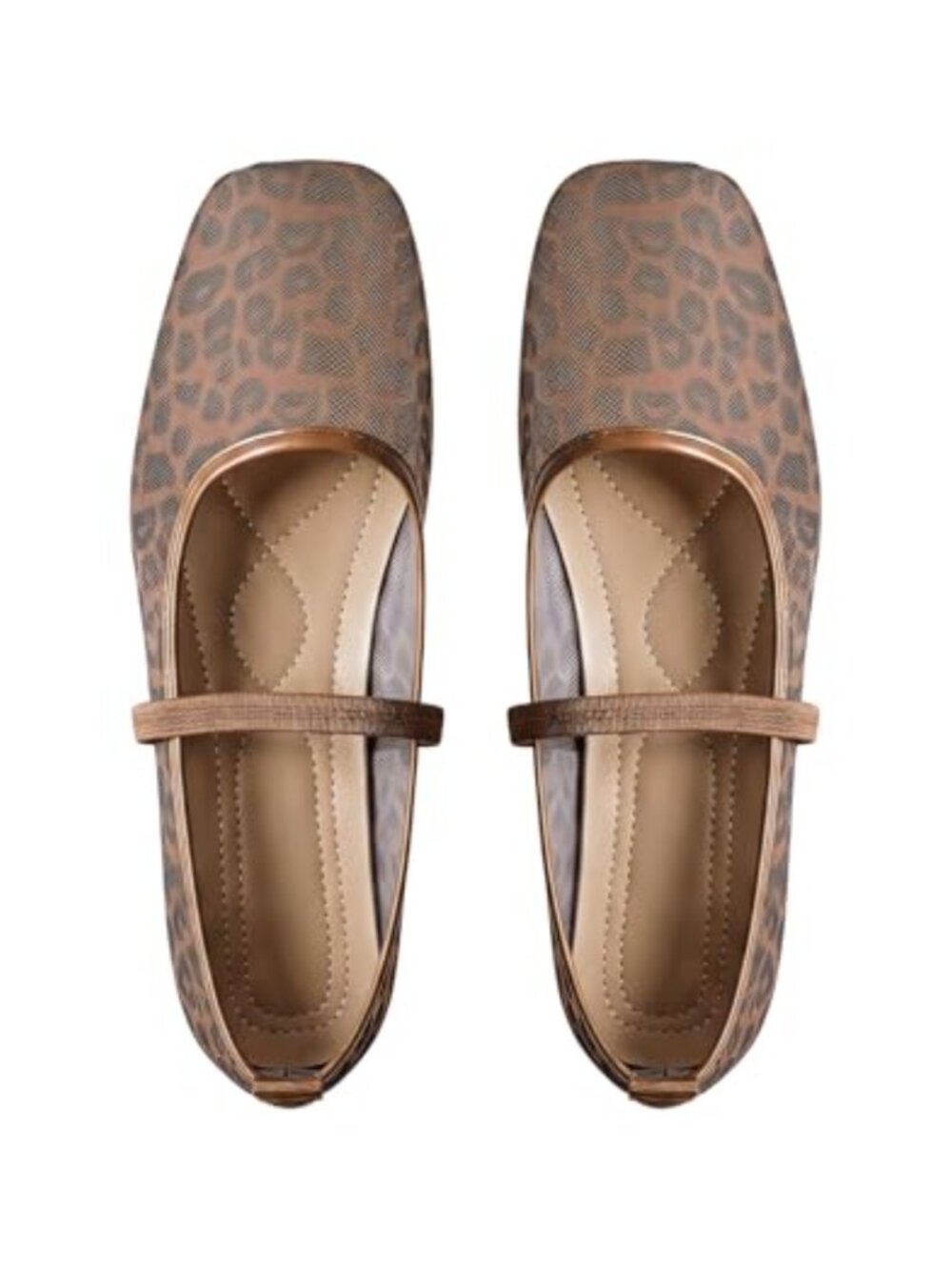 Mesh Ballet Flats Square Toe Slip On Animal Print Women's Dressy Work Party